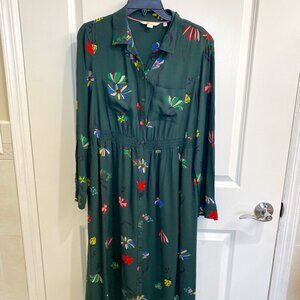 Boden green floral shirtdress